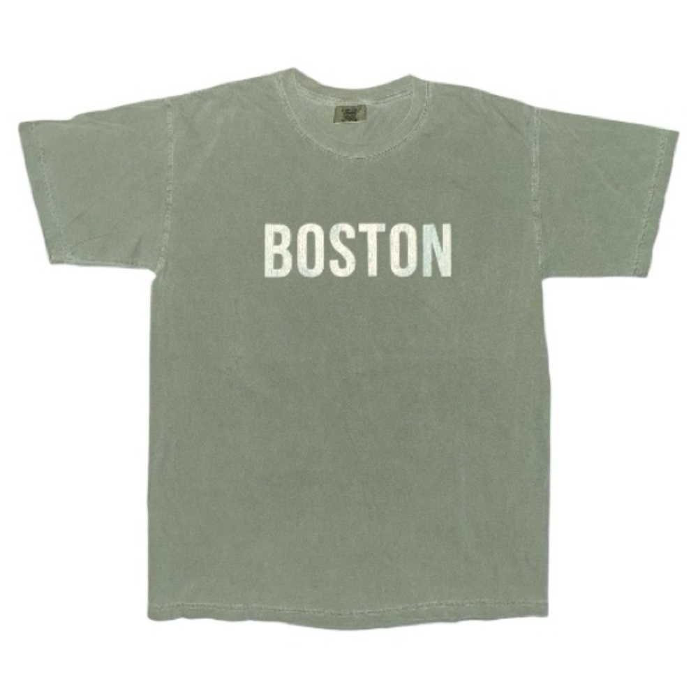 100% cotton olive drab vintage wash boxy BOSTON tee shirt Men’s Unisex Medium M